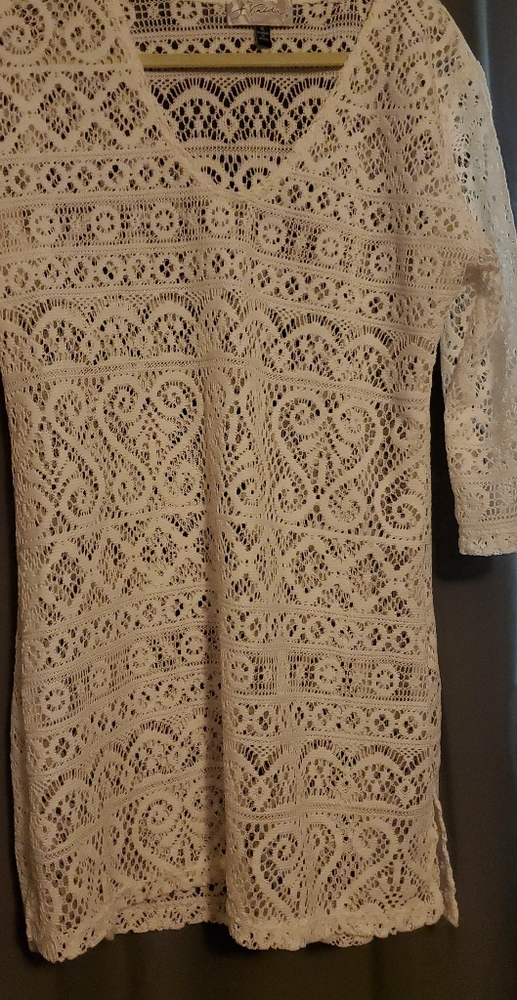 Cream lace swim cover up
